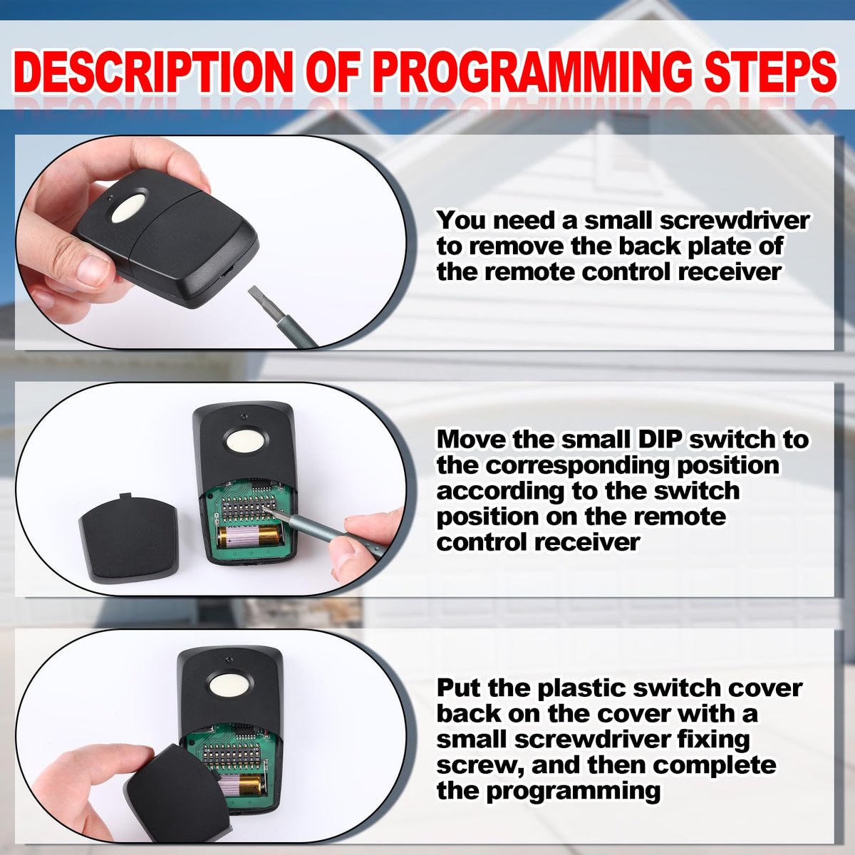 3 Pieces Garage Door Remote Compatible with Multicode, Black