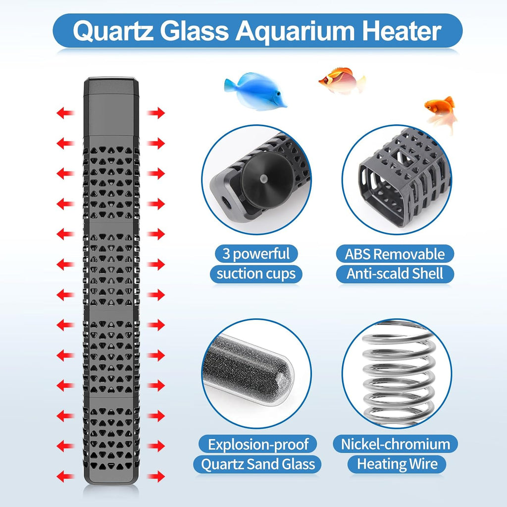 Aquarium Heater, Upgraded 300W/500W Fish Tank Heater with Intelligent Leaving Water Automatically Stop Heating and