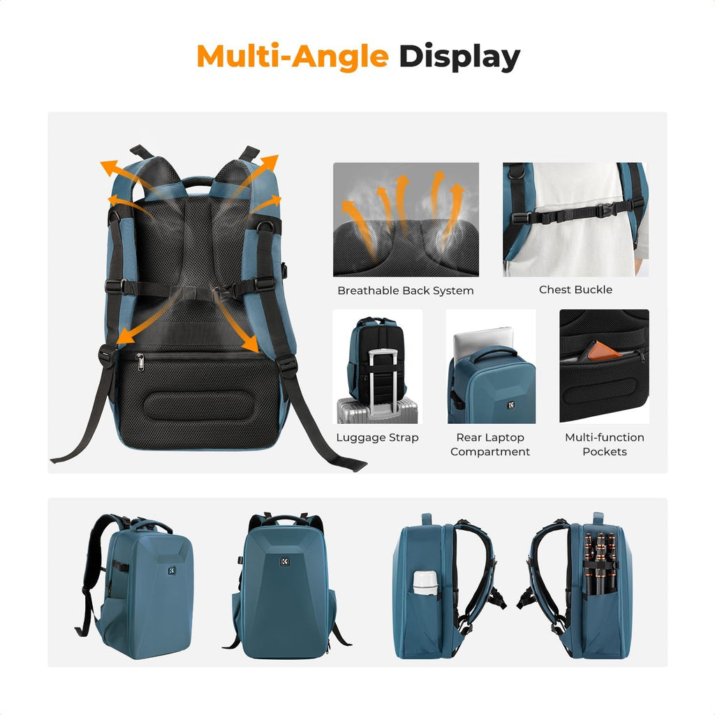Camera Backpack,Hardshell Photography DSLR Camera Bag | 15-15.6 Inch Laptop Compartment, Waterproof, Hard Shell