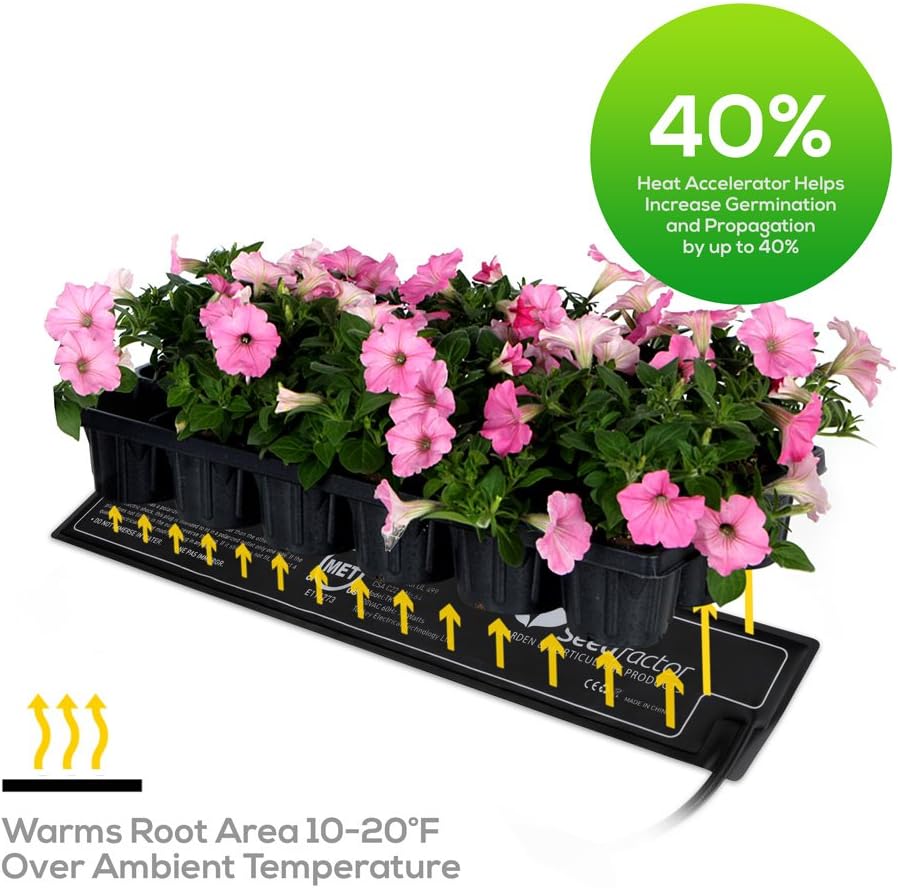 MET Certified Seedling Heat Mat, Seedfactor Waterproof Durable Germination Station Heat Mat, Warm Hydroponic Heating