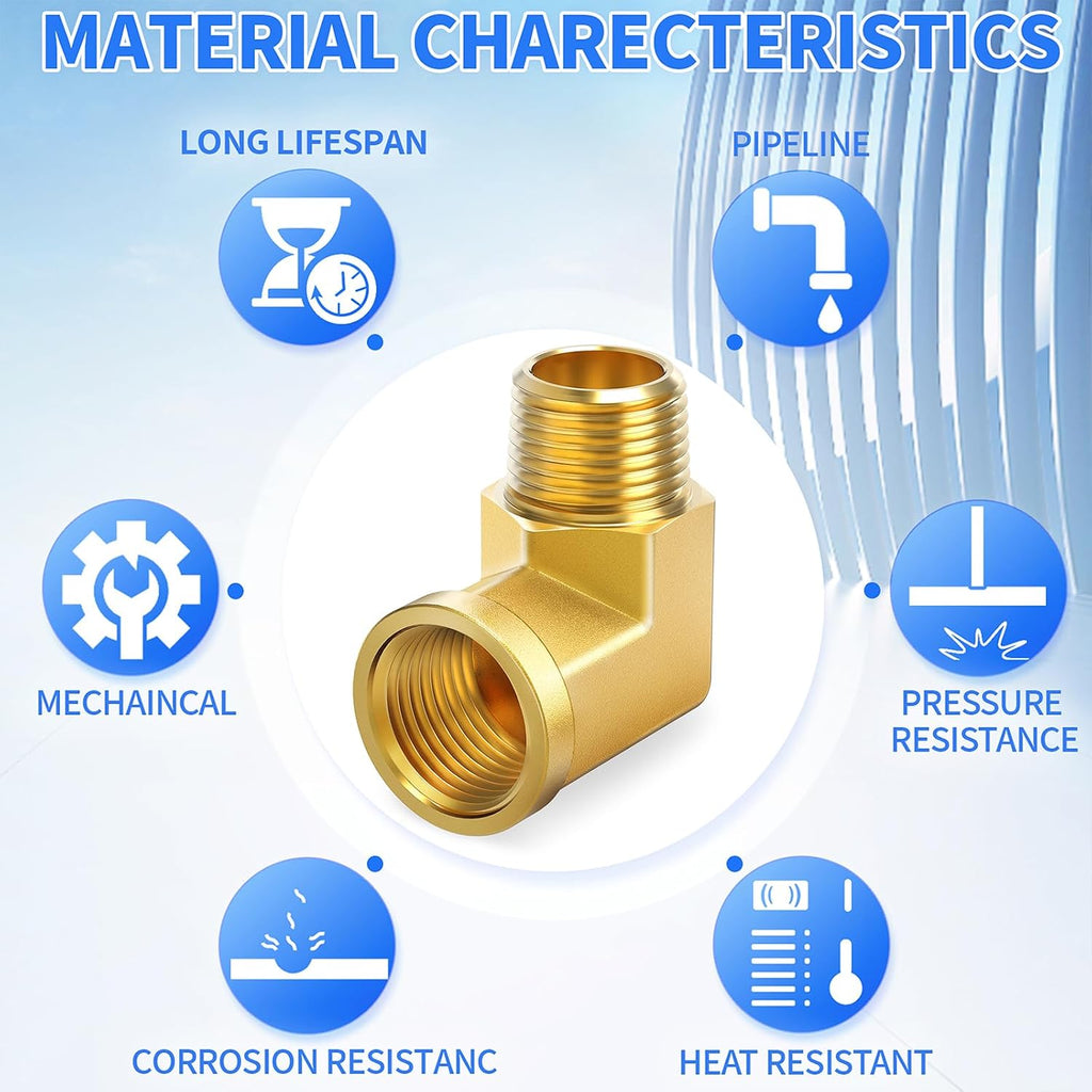 ChillWaves Brass Pipe Fitting, 90 Degree Barstock Street Elbow 1/4" NPT Female x 1/4" NPT Male Thread Adapter(5-PACK)