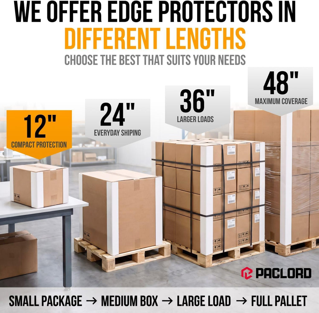 12" x 2" x 2" Cardboard Edge Protectors, 0.12" Thick, Pack of 100