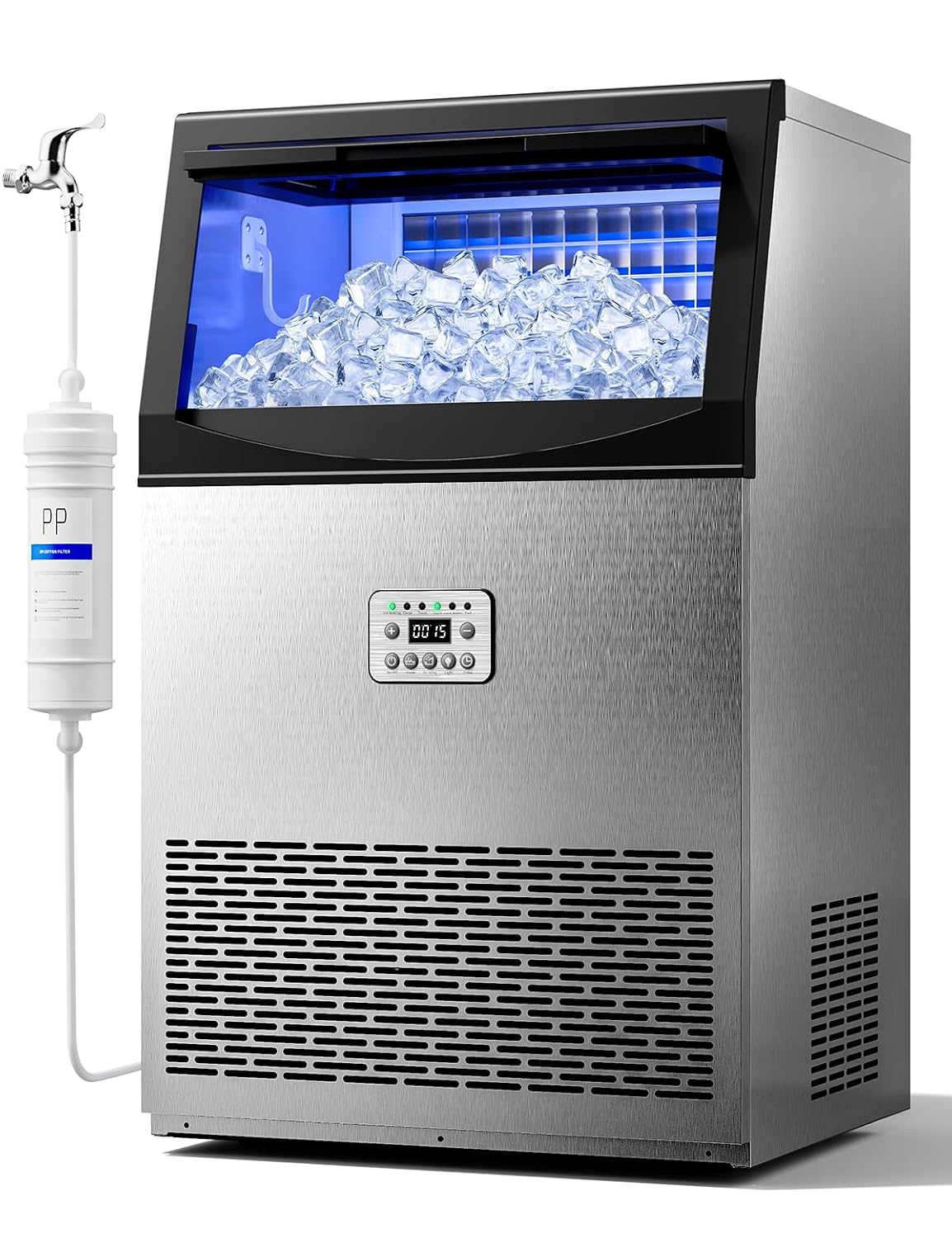 Commercial Ice Maker, 110LBS/24H with 33LBS Storage, Self-Cleaning