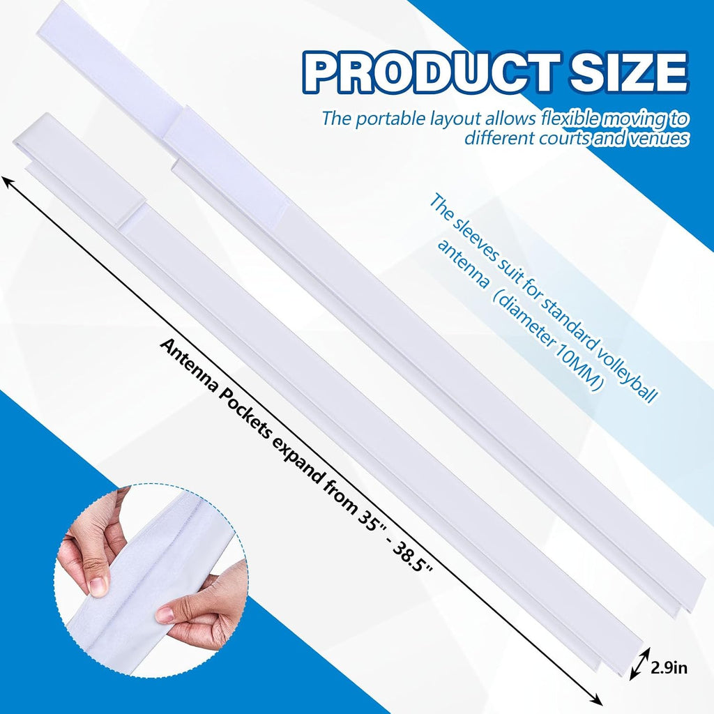 2 Pcs Volleyball Net Antenna Sleeves, 40" Volleyball Antenna Pocket | (No Antennas Included) Indoor and Beach