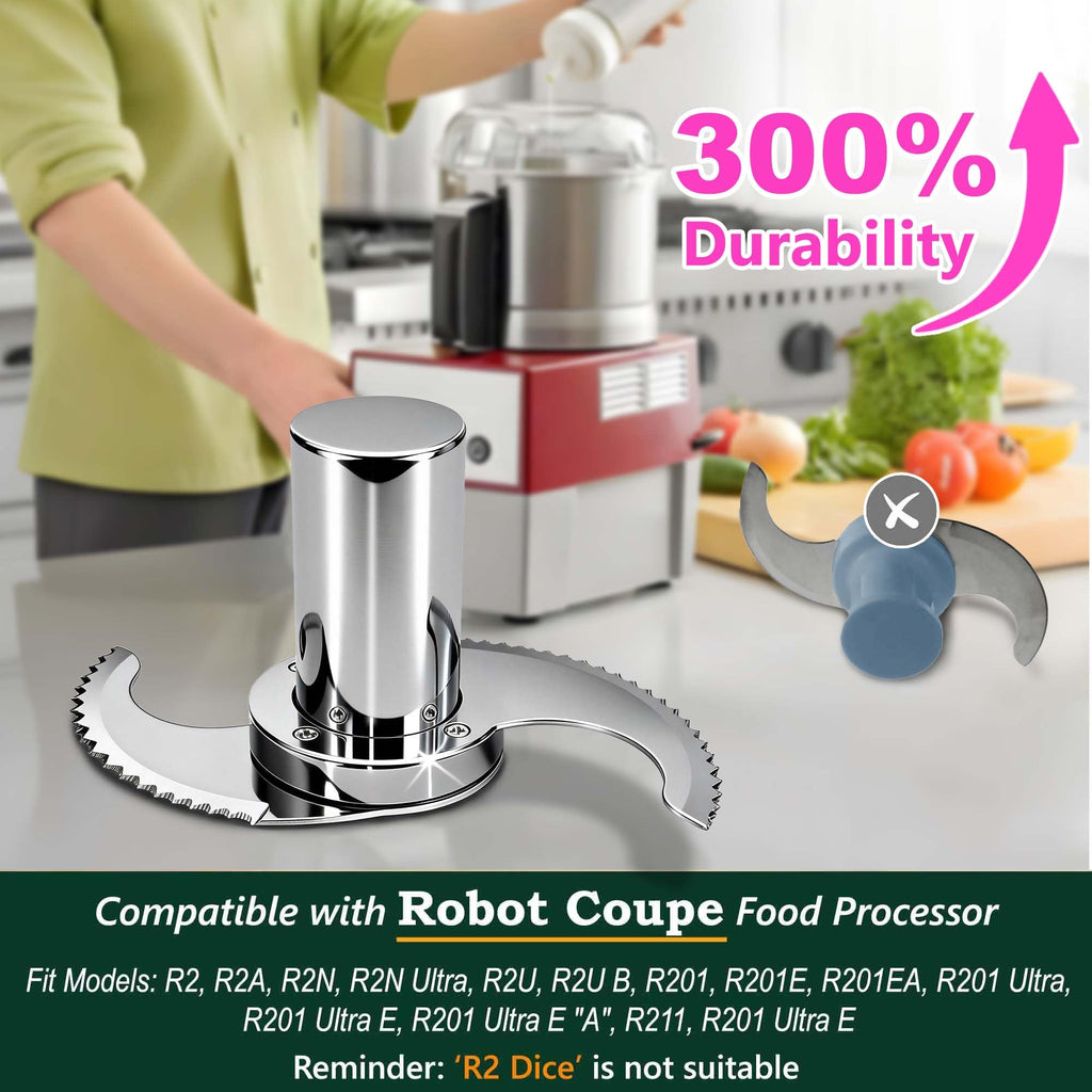 27055 Leakproof Blade for Robot Coupe Food Processor, Serrated Edge