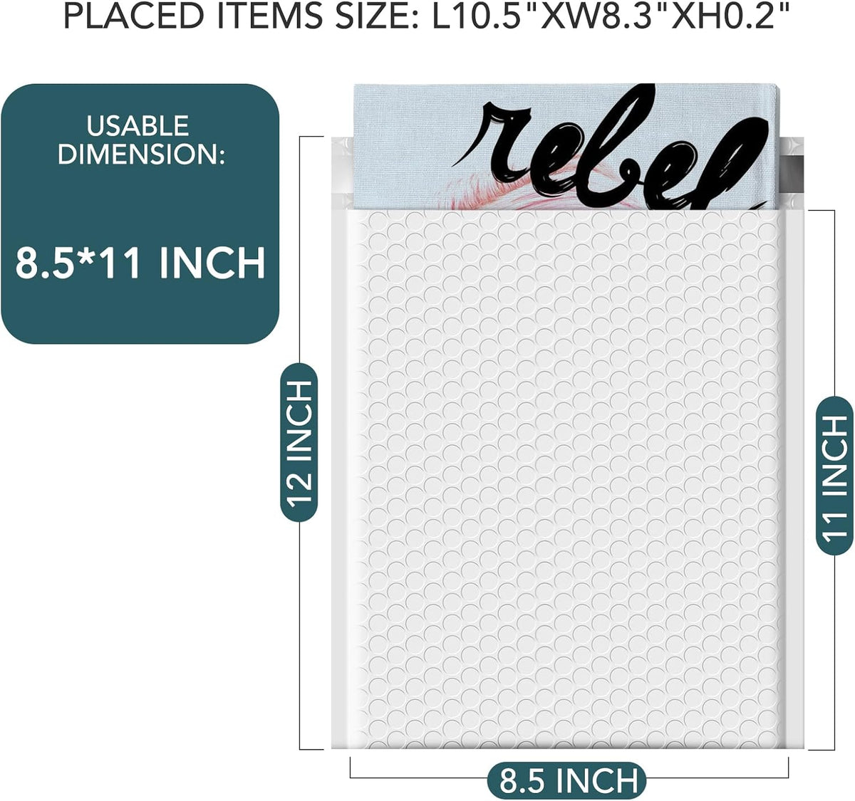 Bubble Mailers 8.5x12" White Padded Envelopes 40 Pack Self Seal
