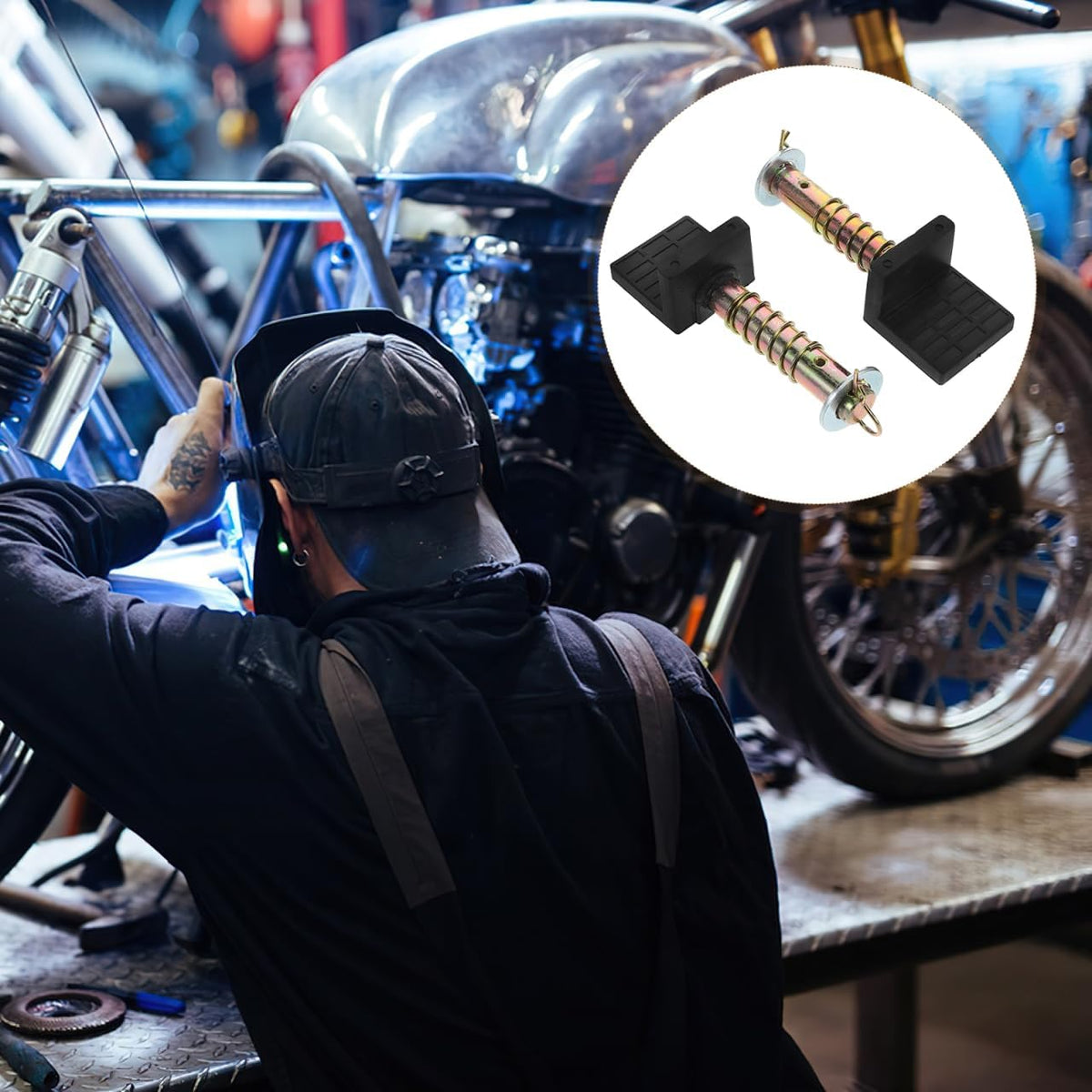 Motorcycle Lift Stand Heavy Duty L-Shaped Support Attachment 5.70 Inch Stable Wheel Rack Holder for Secure Parking