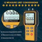 Manometer HVAC Gas Pressure Tester, Dual-Port Digital Monometer