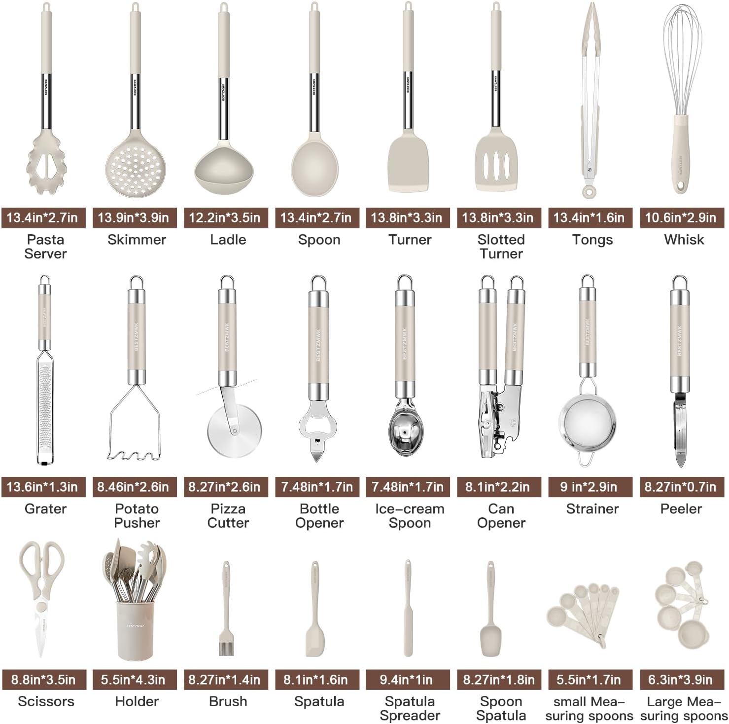 Kitchen Utensils Set-Silicone Cooking Utensils-33pcs Non-Stick Silicone Cooking Kitchen Utensils Spatula Set with