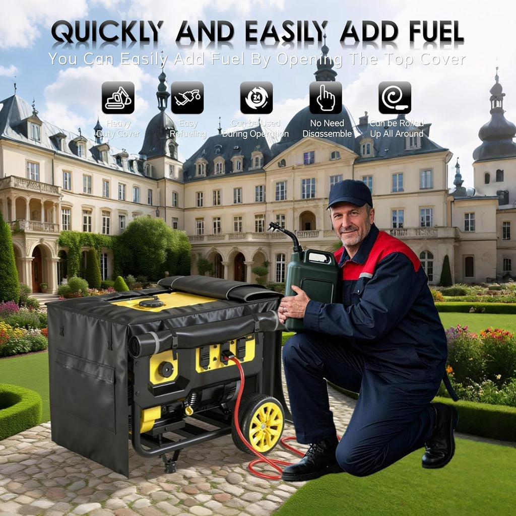 Generator Cover with Top Opening for Refueling, 1680D Waterproof Heavy Duty Generator Cover While Running, 32x24x24