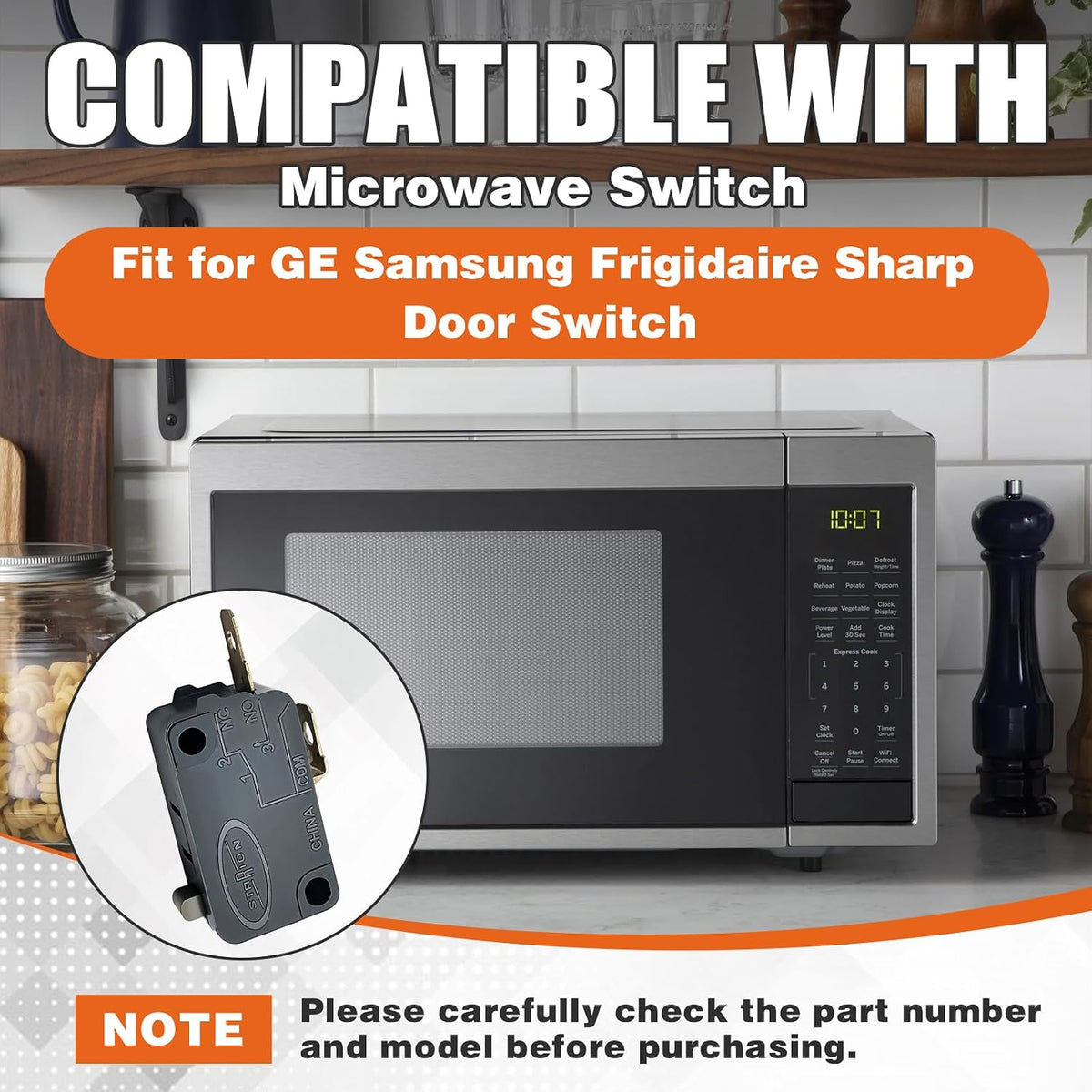 2 Pack V-5230Q Microwave Door Switch GE Samsung Frigidaire Sharp