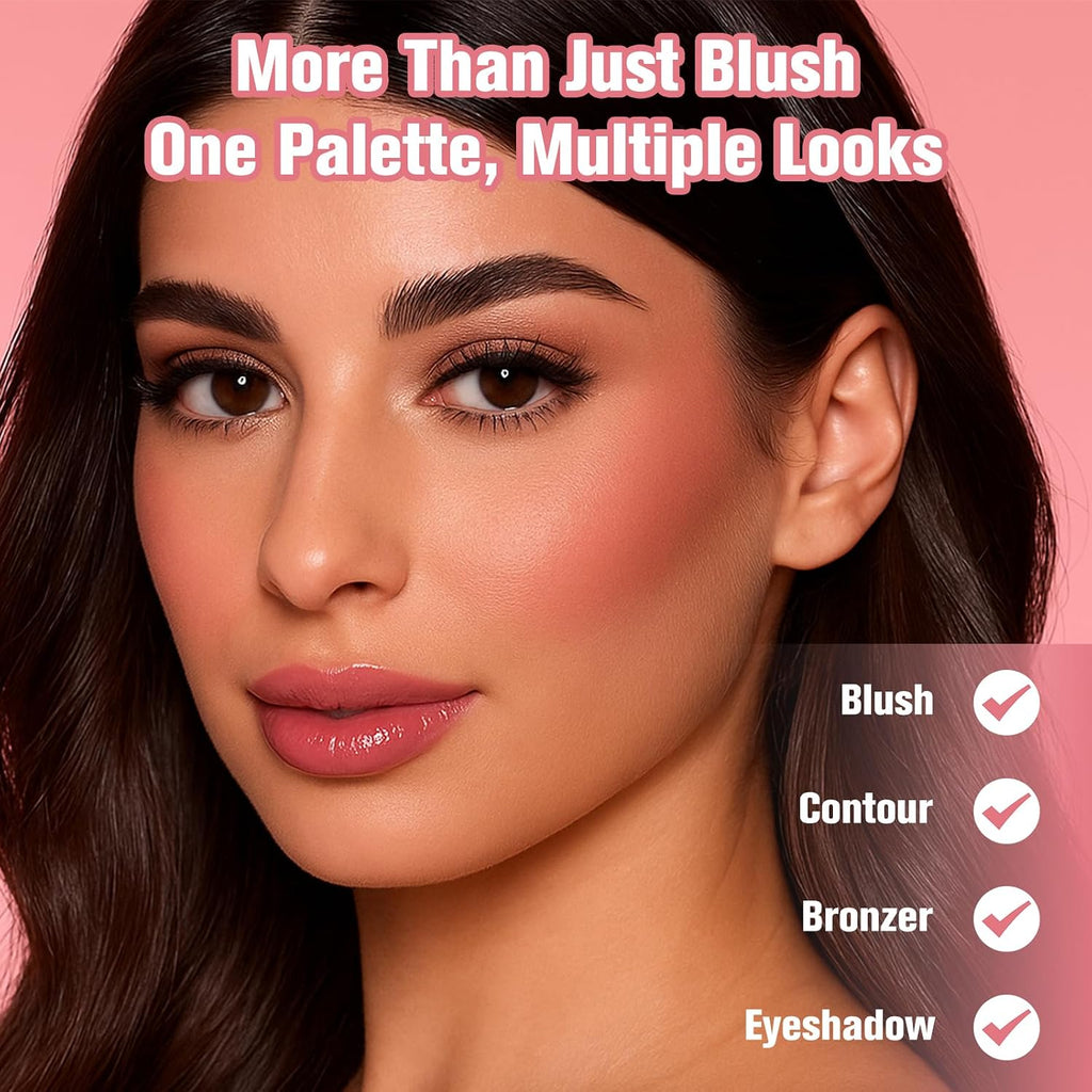 8 Colors Face Matte Blush Palette Shading Blusher - Buildable Facial Cheek Blusher Contour Bronzing Pressed Powder