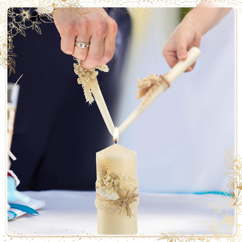 3 Pcs Unity Candles Wedding Ceremony Set,Rustic Style