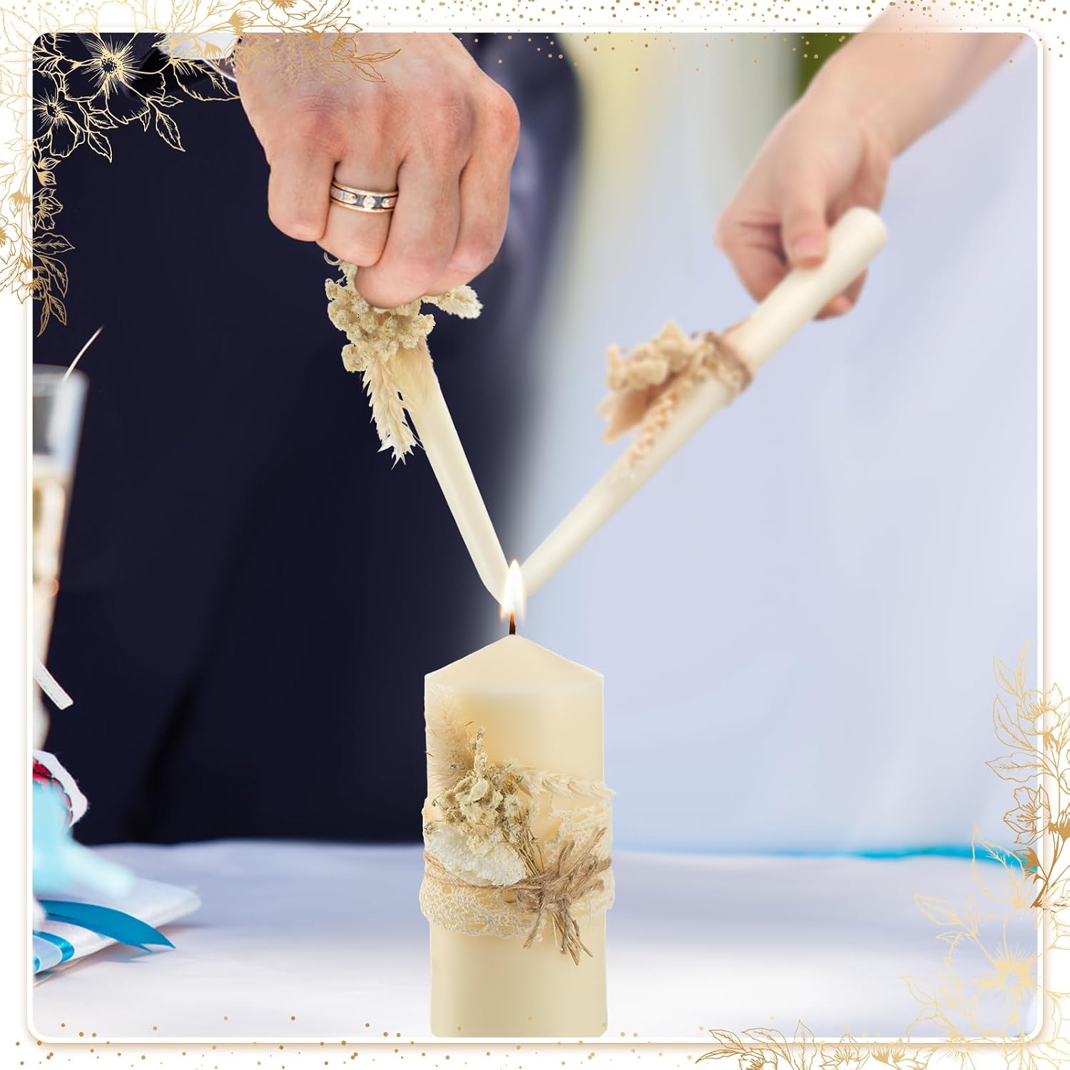 3 Pcs Unity Candles Wedding Ceremony Set,Rustic Style