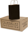 Retail Bags for Small Business, 6x3x9 Inch, 100 Pack | Extra Small Black Gift Bags Bulk with Handles for Shopping