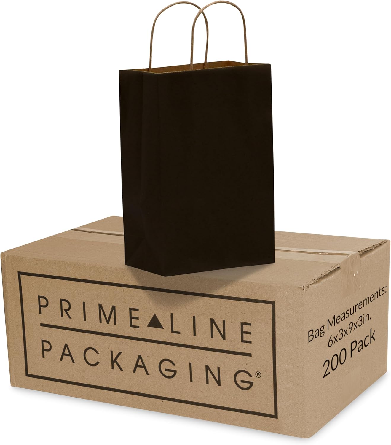 Retail Bags for Small Business, 6x3x9 Inch, 100 Pack | Extra Small Black Gift Bags Bulk with Handles for Shopping