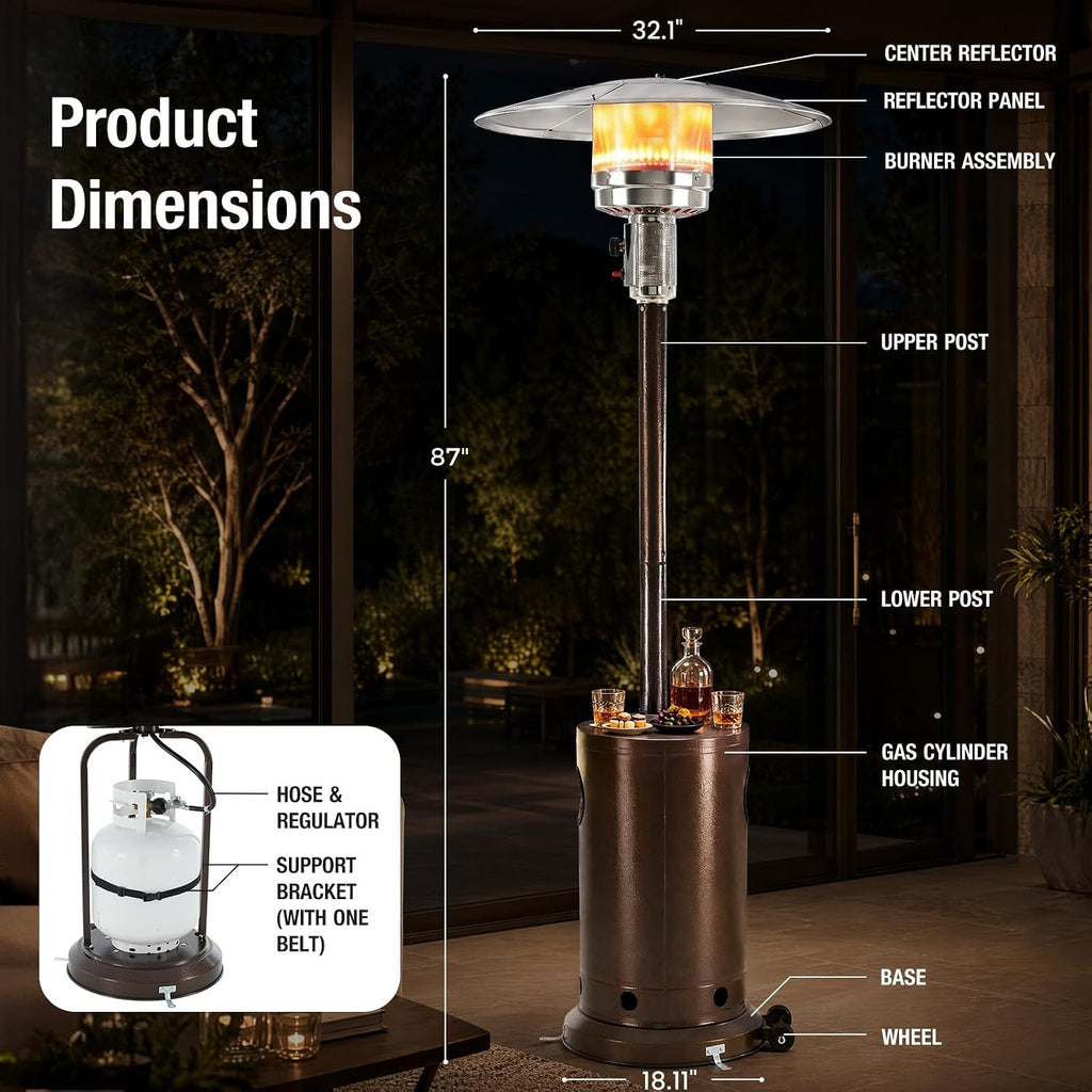 48,000 BTU Patio Heaters for Outdoor Use with Wheels