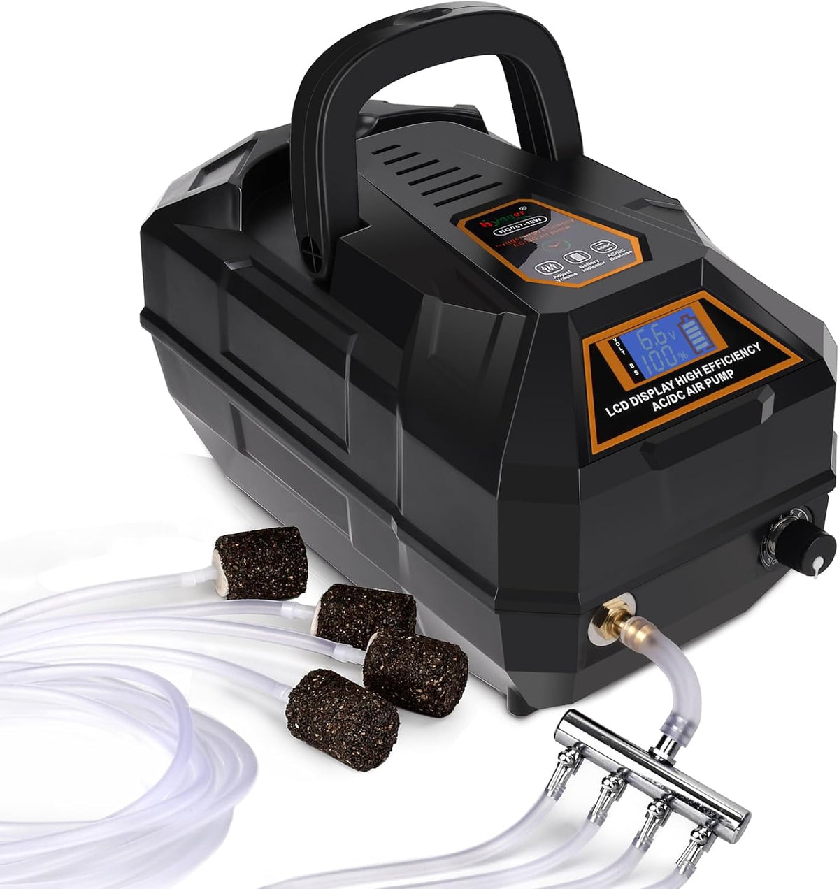 Rechargeable Aquarium Pond Air Pump, Powerful Quiet Commercial Tank Air Pump with Hose Air Stone Check Valve