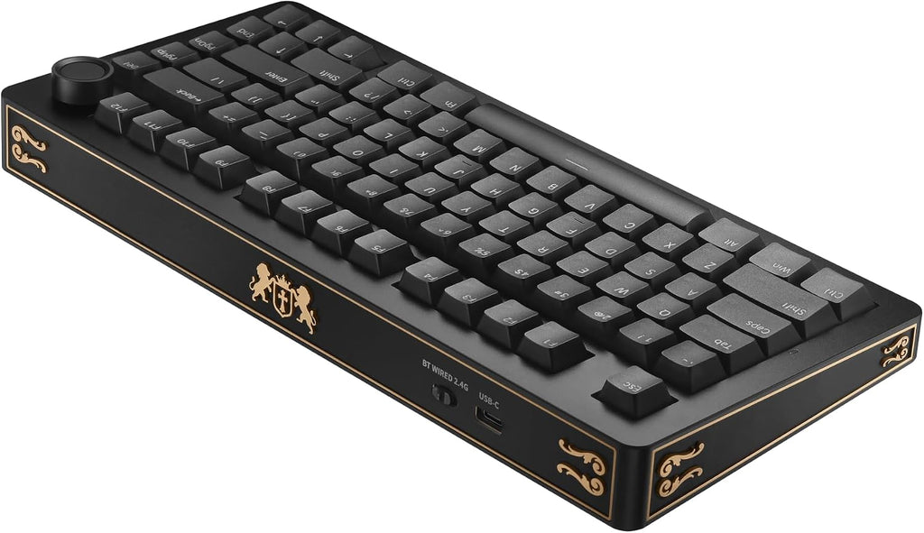 M80 75% Metal Wireless Mechanical Keyboard, 5000mAh, Bluetooth, 2.4G & Wired, Hot-Swappable, Multi-Function Dial