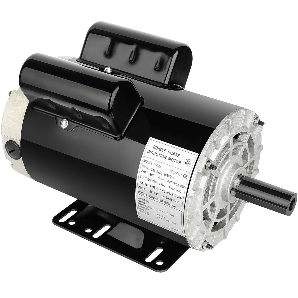 5HP SPL Air Compressor Motor 3450RPM Single Phase 5/8" Shaft Diameter ODP