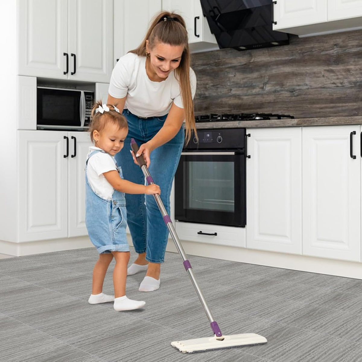 Peel and Stick Floor Tile Waterproof Self Adhesive Kitchen Floor Tiles DIY Flooring for Diningroom Bedroom Basements