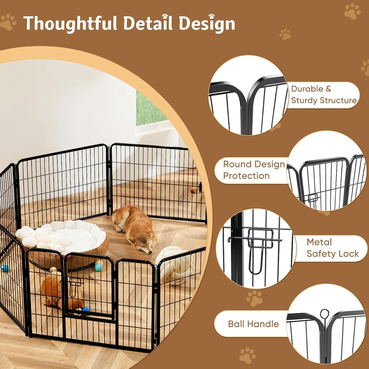 Dog Playpen 32 Inch 8 Panels Indoor Outdoor Metal Pet Fence