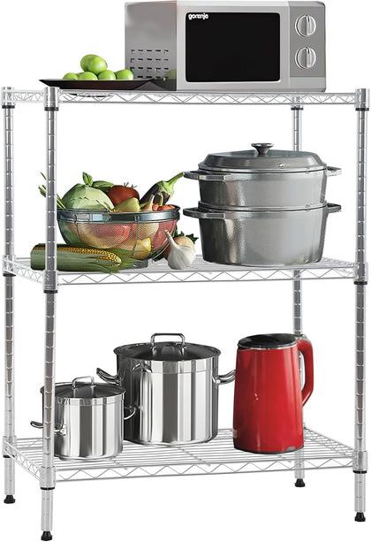 3 Tier Shelf Metal Wire Shelving Unit Adjustable Storage Shelves Storage Rack Heavy Duty Steel Standing Shelf Unit