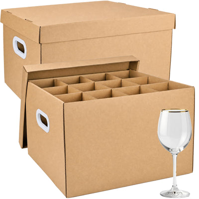 2 Sets of 24-Grid Moving Boxes with Divider Kits for Wine Glasses Packing