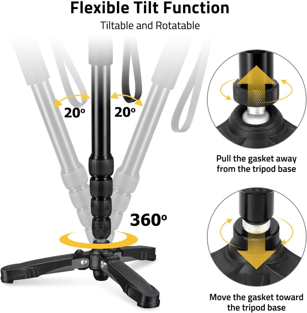 Hunting Monopod Shooting Stick Tripod Gun Rifle Crossbow Rest | Tiltable and Horizontally Rotatable Tri-Stand Tripod