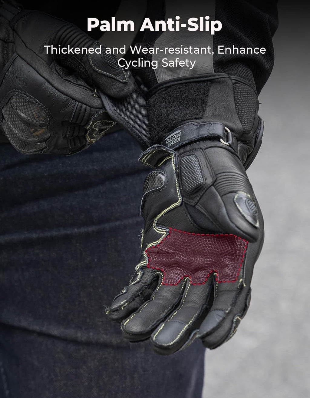 Leather Motorcycle Gloves for Men and Women, CE-Certified，Riding Racing Gloves with ESA Cushioning Kevlar Carbon