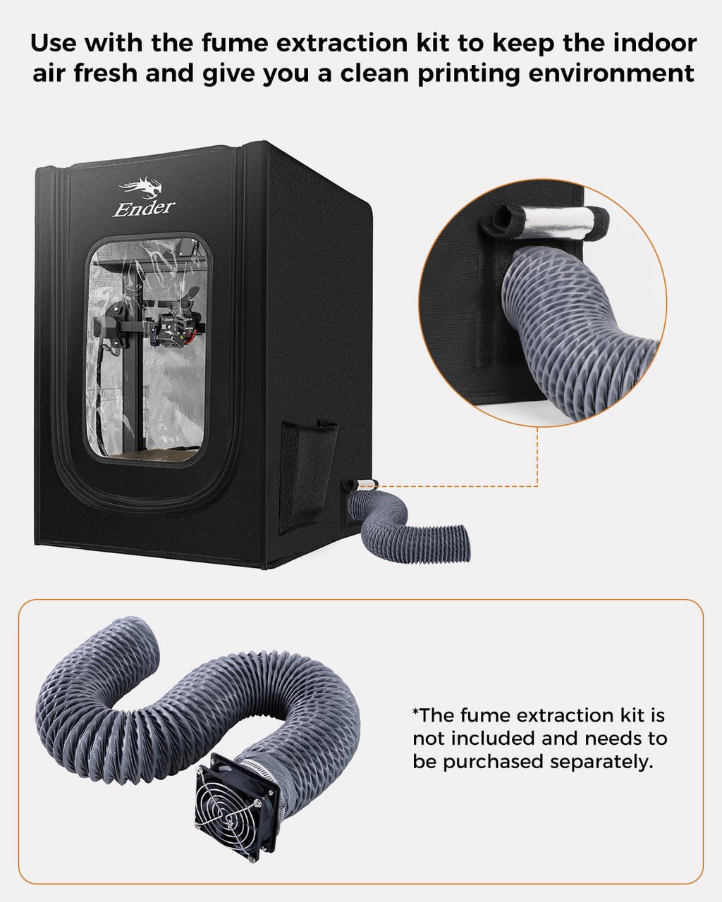 Official 3D Printer Enclosure with Fan Interface Fireproof Dustproof Constant Temperature Dust Cover 480 * 600 *