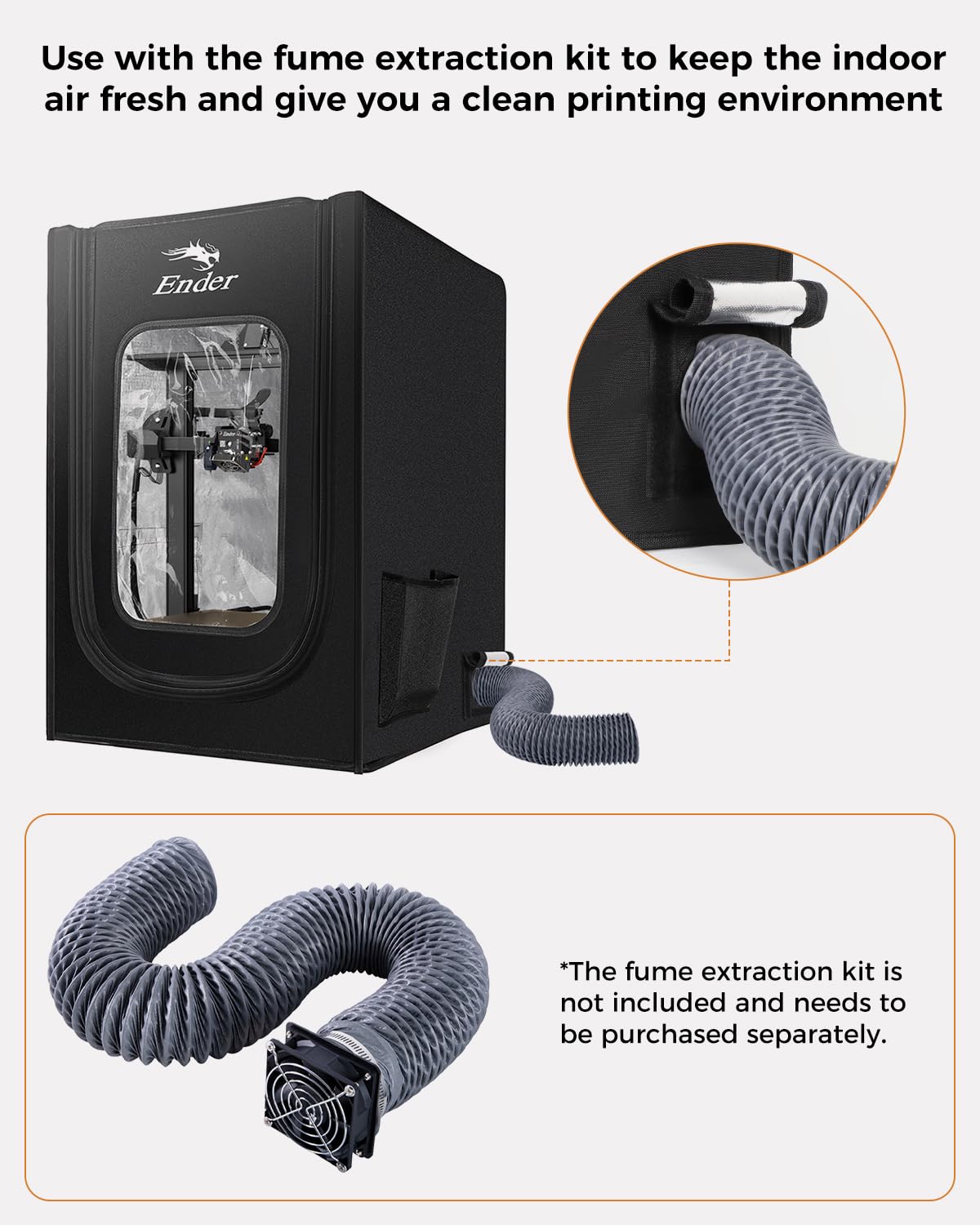 Official 3D Printer Enclosure with Fan Interface Fireproof Dustproof Constant Temperature Dust Cover 480 * 600 *