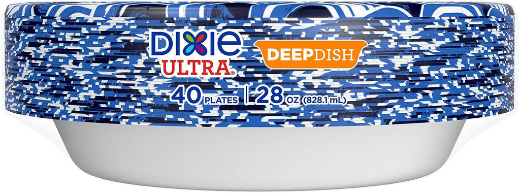 Deep Dish Paper Plates, 40 Count, 28 oz, Disposable Plates
