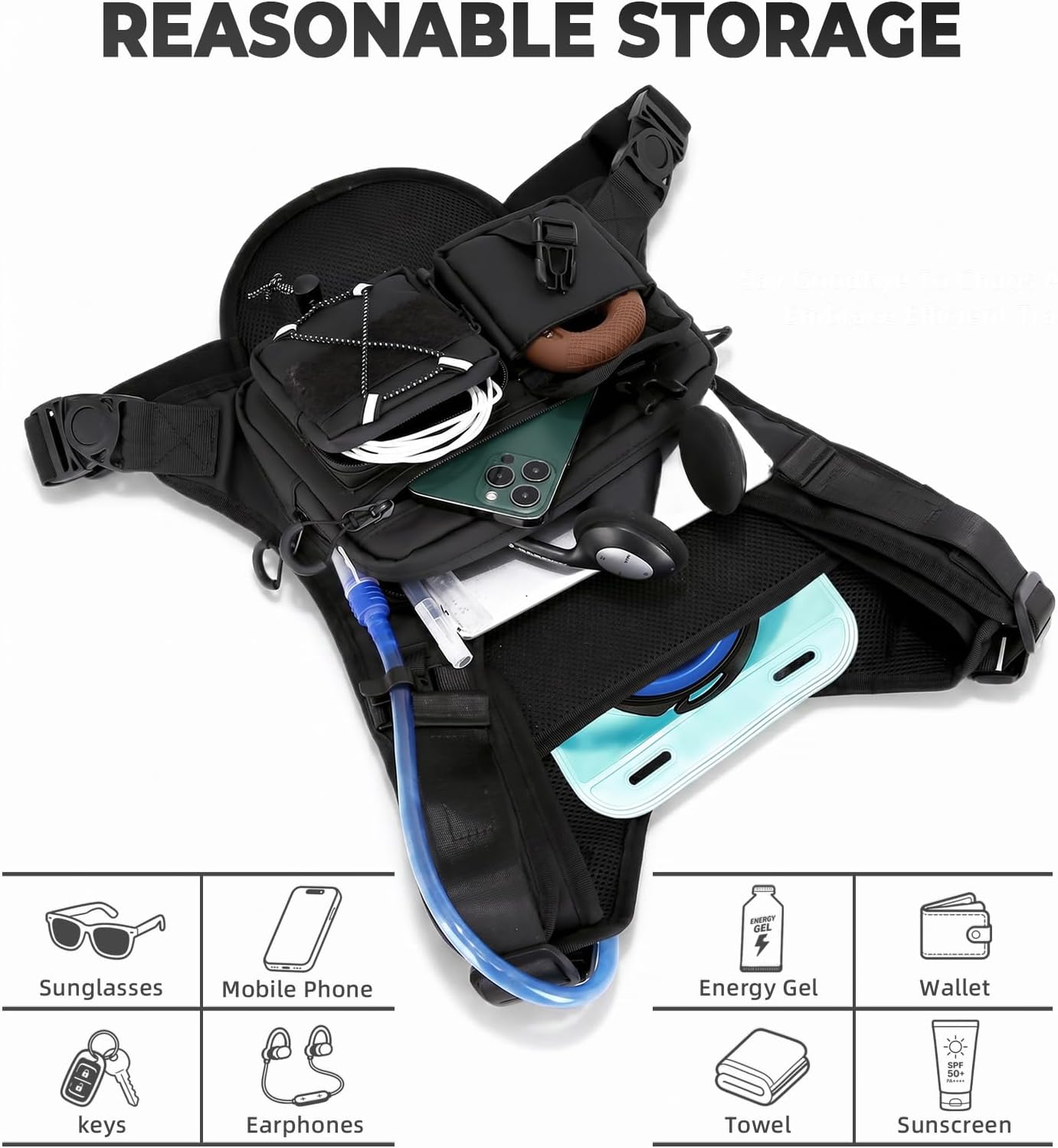 USA Patent Running Hydration Vest Backpack, Lightweight Chest Pack with 2.0L Water Bladder Bag Daypack for Hiking