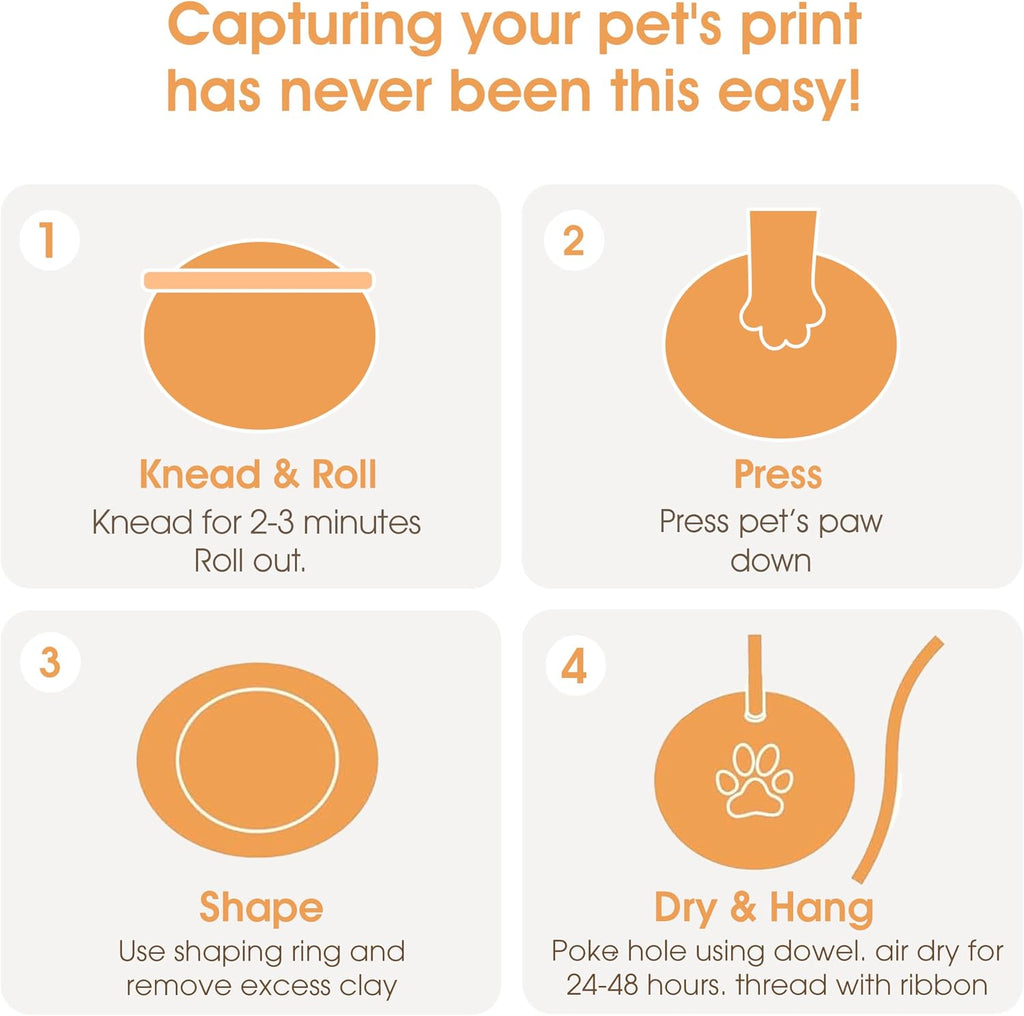 Pet Paw Print Keepsake Ornament Kit, No-Bake Clay Kit
