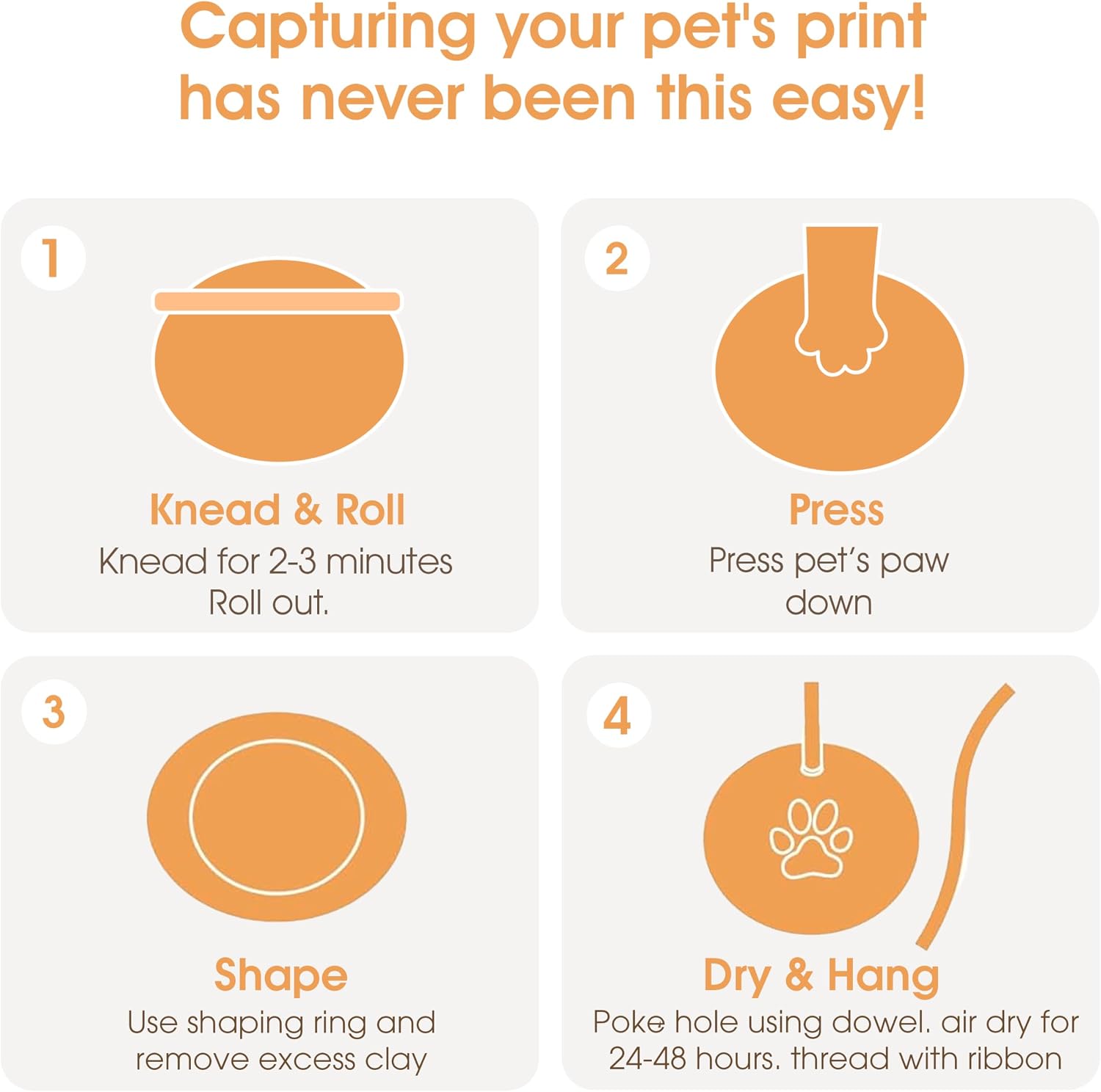 Pet Paw Print Keepsake Ornament Kit, No-Bake Clay Kit