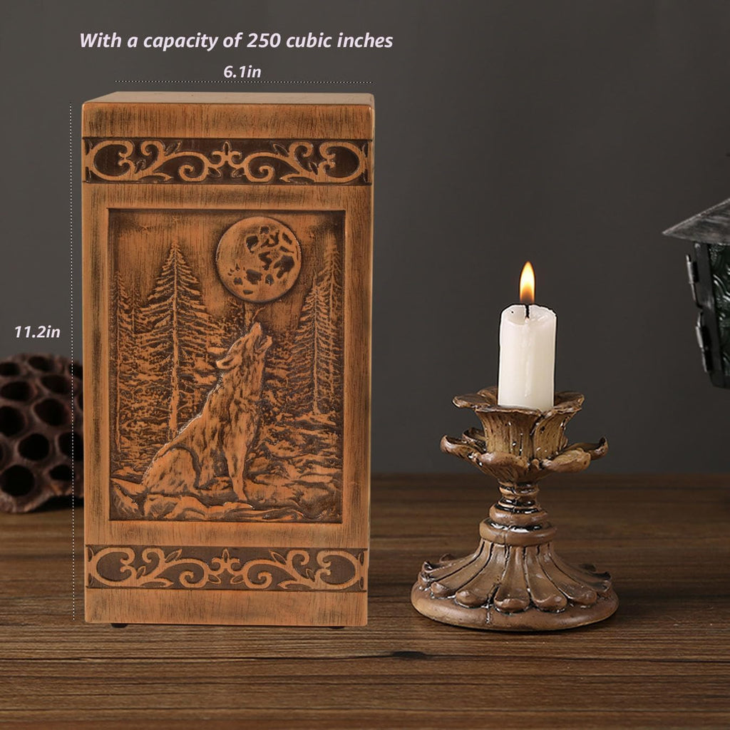 Wooden Cremation Urn for Human Wood Ashes Decorative Box Funeral Urns for Adult Male Female with Satin Bag Burial or