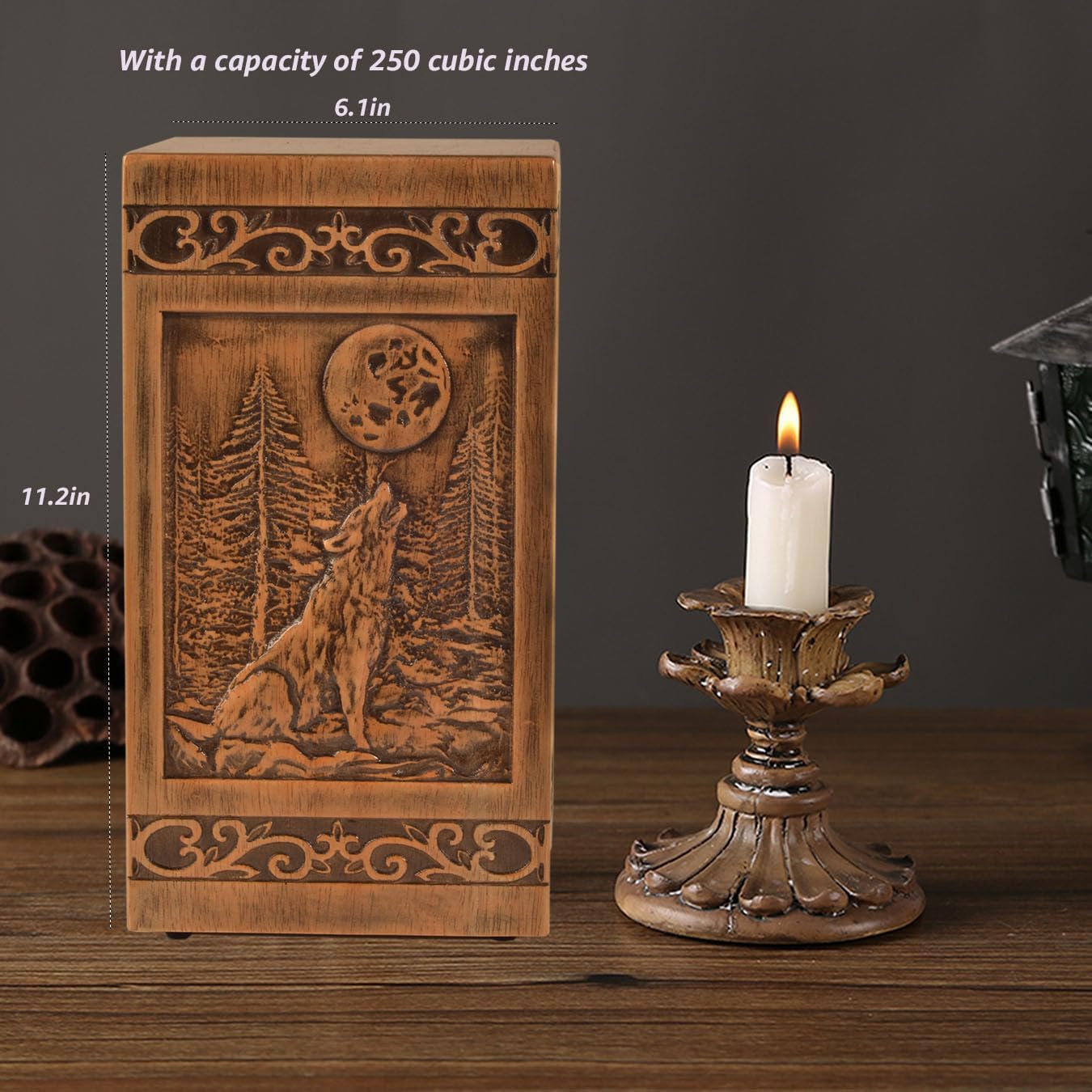 Wooden Cremation Urn for Human Wood Ashes Decorative Box Funeral Urns for Adult Male Female with Satin Bag Burial or