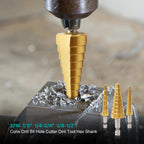 OSTTE Step Drill Bits 3Pc, HSS Titanium Coated Step Drill Bit Set for Wood