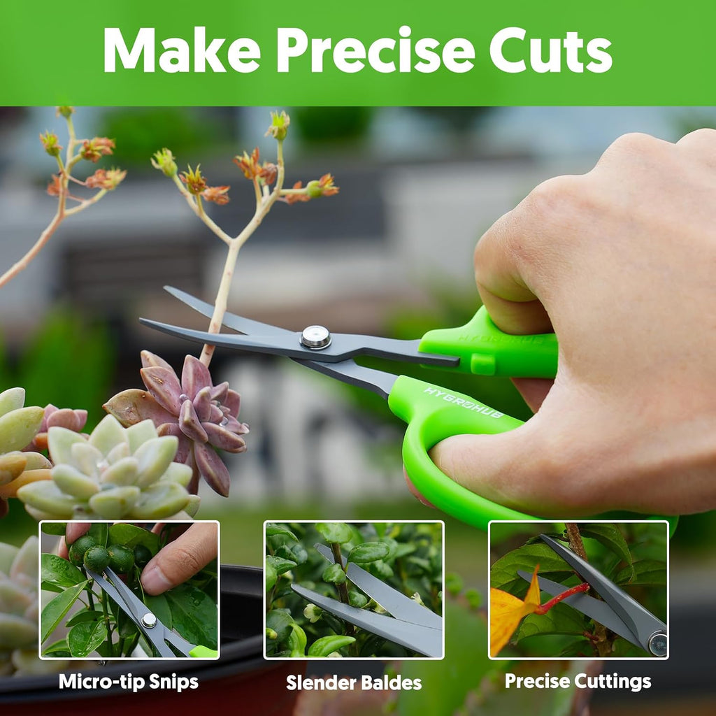 Garden Scissors, 2 PCS, Curved Blade, 6-in, Non-Stick Coated Steel, Sharp | Pruning Shear, Gardening Tools, Garden