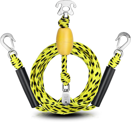 Boat Tow Harness for Tubing, Heavy-Duty 13ft Self Centering Tow Rope Up to 4 Riders with Float Ball, Stainless Steel