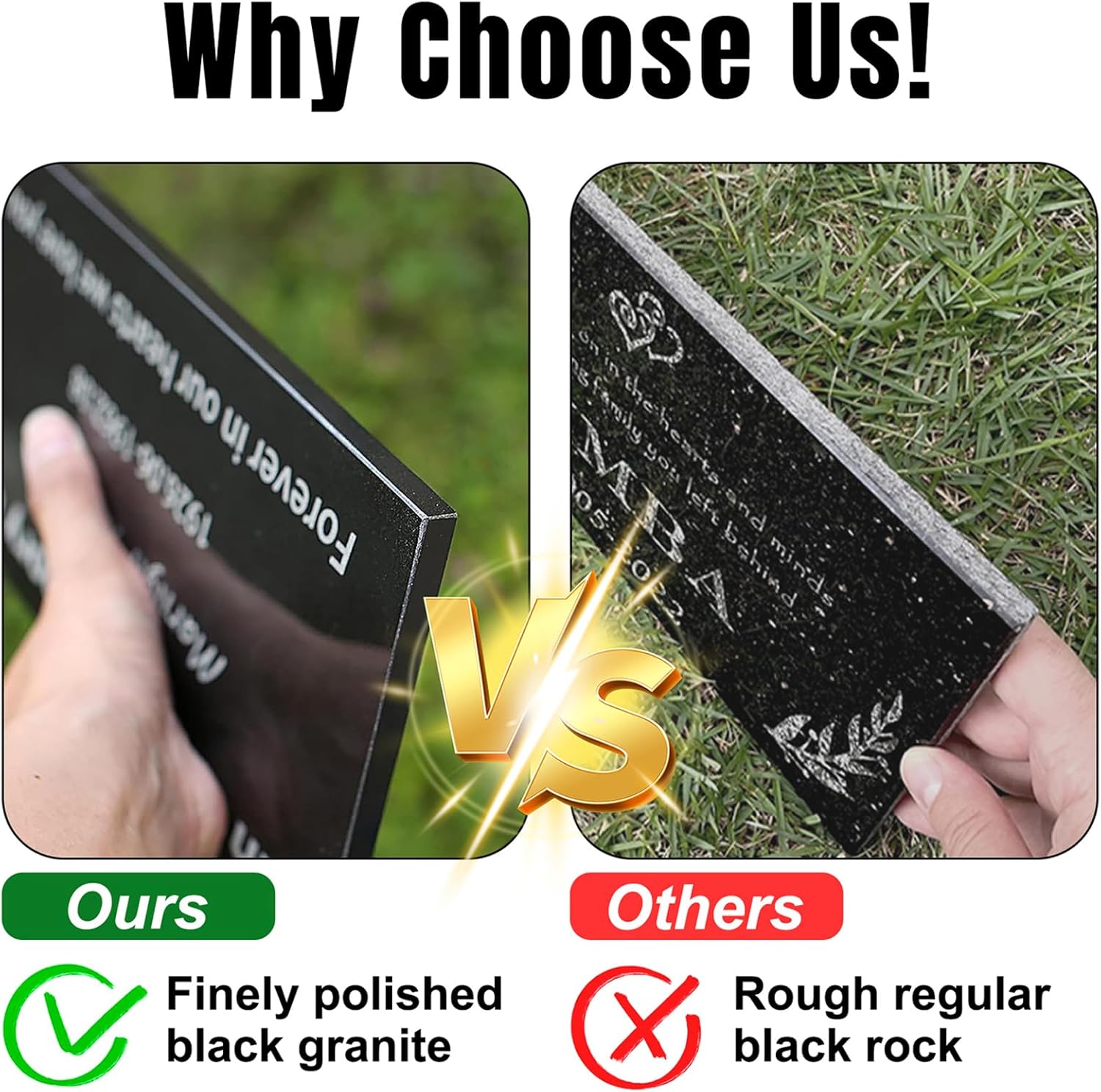 Headstones for Graves - Natural Granite Memorial Stone Custom Tombstones for Grave Stones Temporary Grave Marker for