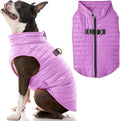 Puffer Vest Dog Jacket - Purple, Small - Ultra Thin Wind Breaker with Dual D Ring Leash - Water Resistant Small Dog