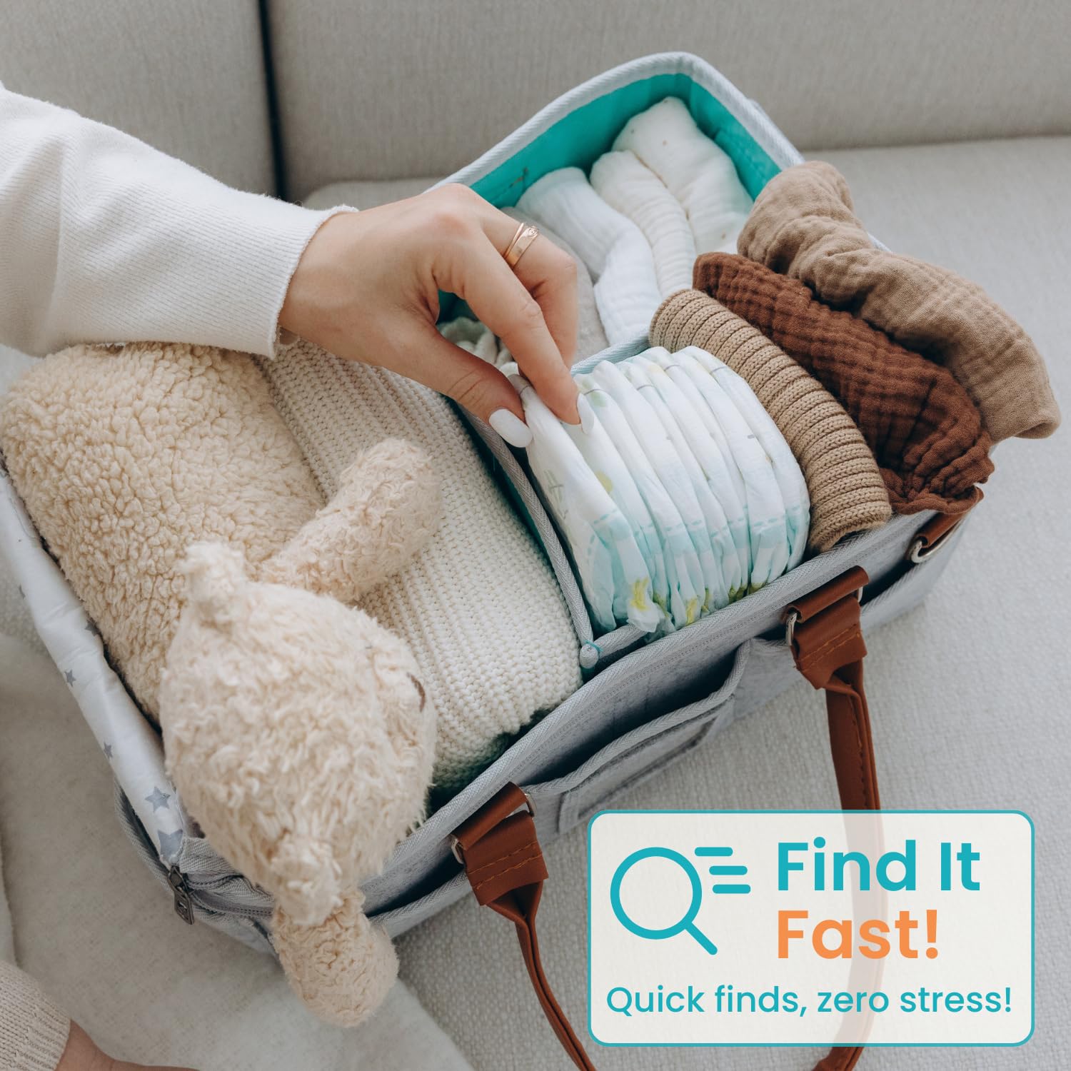 Baby Diaper Caddy With Lid, Diaper Caddy Organizer for New Mom Gifts, Newborn Essentials Must Haves, Registry for
