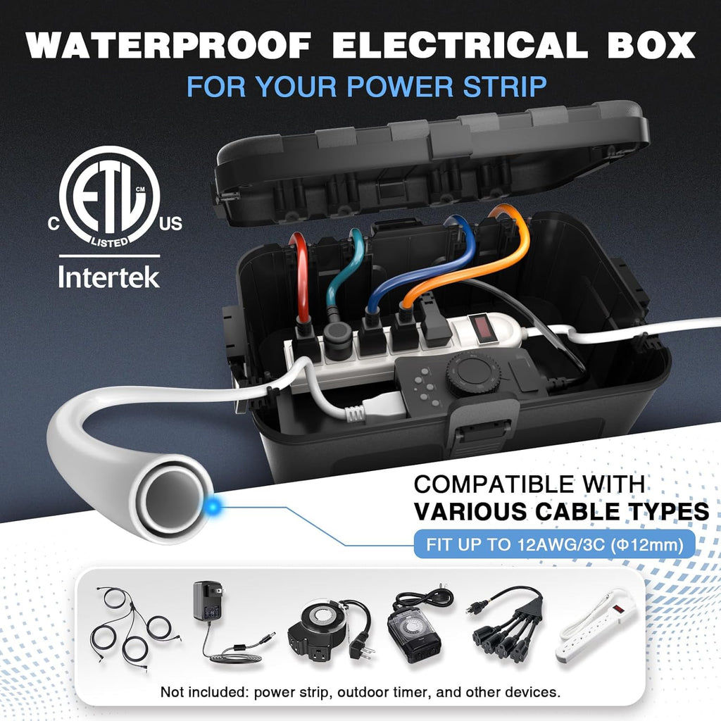 Large Outdoor Electrical Box (12.5 x 8.5 x 5 inch), IP54 Waterproof Extension Cord Cover Weatherproof, Protect