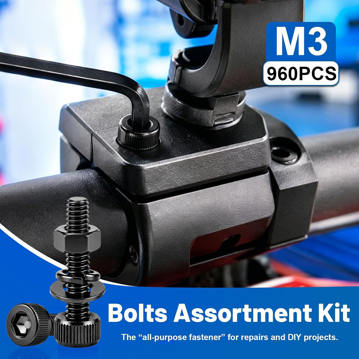 960PCS M3 Hex Socket Bolts Assortment Kit, M3x6/8/10/12/16/20/25/30 mm