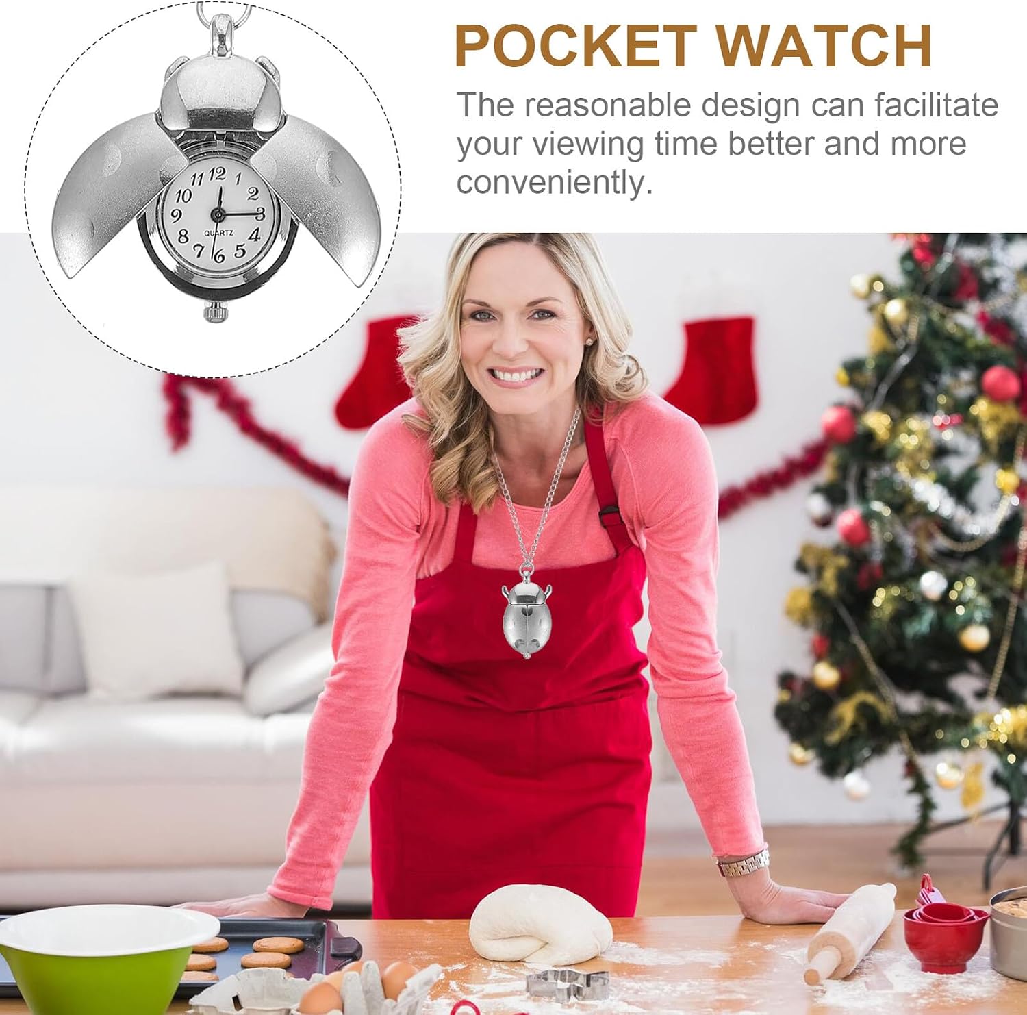 Creative Beetle Design Silver Pocket Watch Pendant with Chain Practical Linked Watch for Men Vintage Style Timepiece