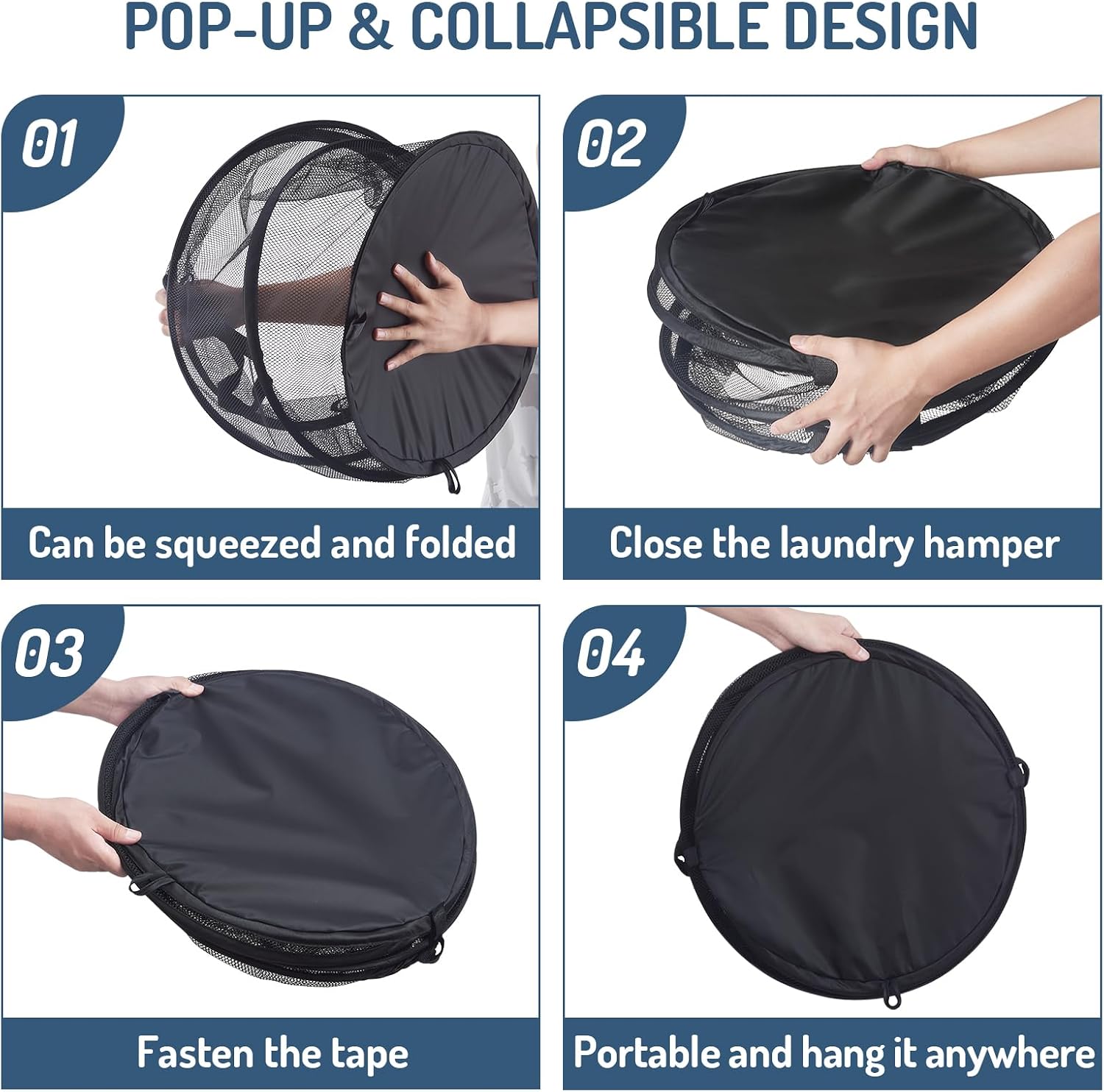 Mesh Popup Laundry Hamper 115L Foldable Laundry Basket Extra Large Capacity Collapsible Clothing Storage Basket with