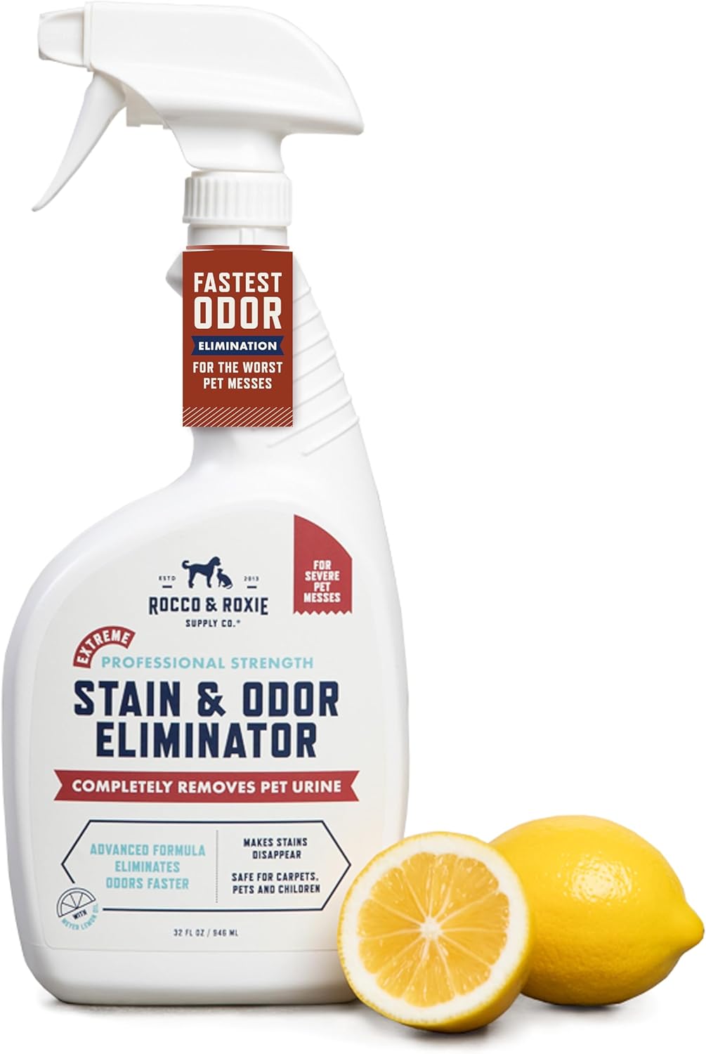 Rocco & Roxie Extreme Stain & Odor Eliminator for Strong Odor, Pet Urine Enzyme Cleaner Destroyer, Stain Remover, Dog