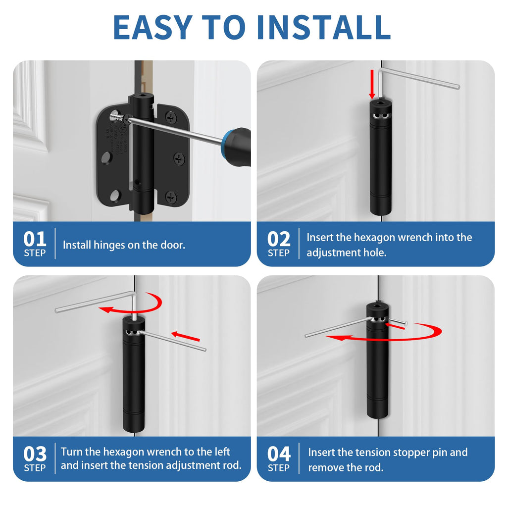 3.5 Inch Self Closing Door Hinges, 5/8" Radius Corners Spring Loaded Hings